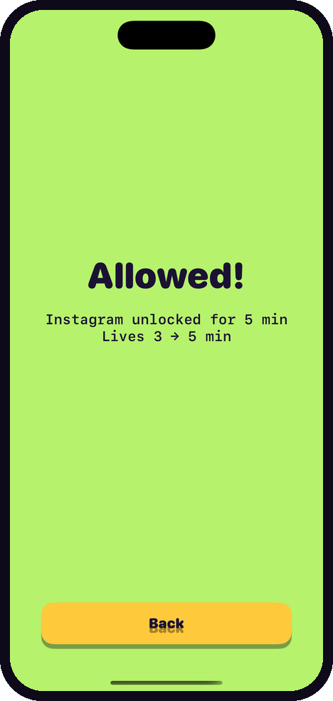 Challenge result screen
